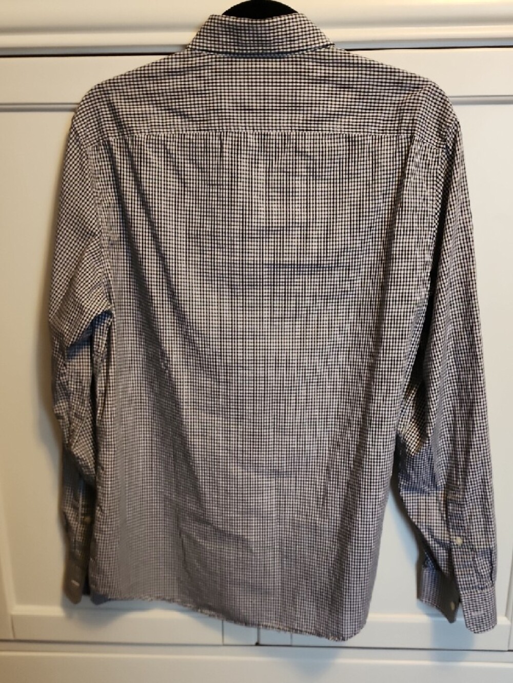 Michael Kors Navy Blue and White Gingham Button-Down Shirt - Picture 3 of 5